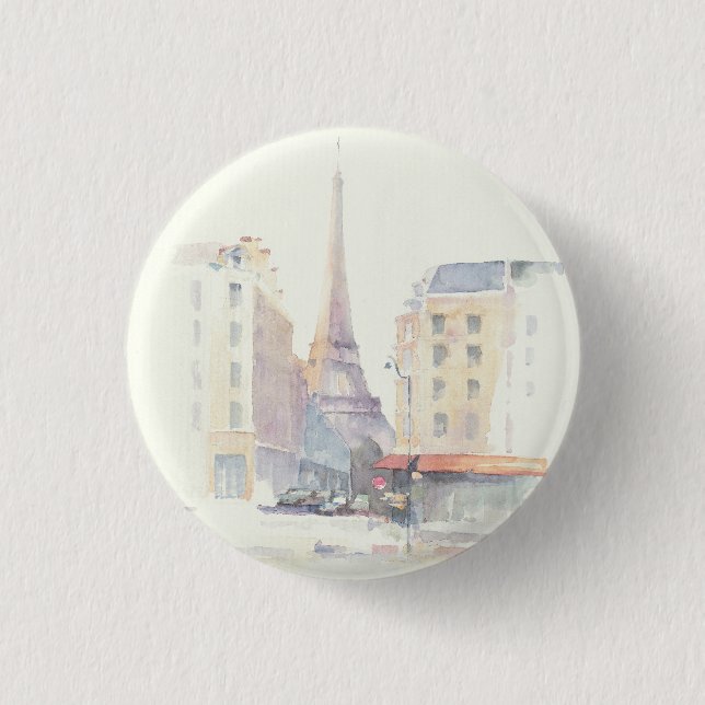 Eiffel Tower | Paris Watercolor 3 Cm Round Badge (Front)