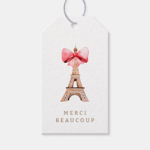 Eiffel Tower Paris Watercolor Merci Thank You Gift Tags