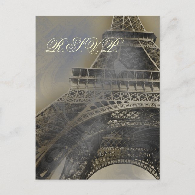 eiffel tower Parisian french Wedding rsvp card (Front)