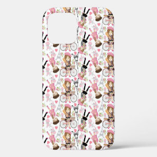 Eiffel Tower Parisian Girl Paris Flower Pink Heart iPhone 12 Case