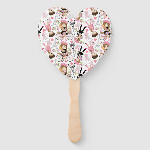 Eiffel Tower Parisian Girl Paris Flowers Pink Hand Fan