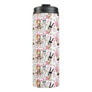 Eiffel Tower Parisian Girl Paris Flowers Pink Thermal Tumbler