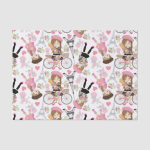 Eiffel Tower Parisian Girl Paris Flowers Pink Tissue Paper