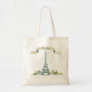 Eiffel Tower Pen and Ink Sketch Personalize it Tote Bag