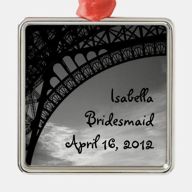 Eiffel Tower Personalised Bridesmaid Ornament (Front)