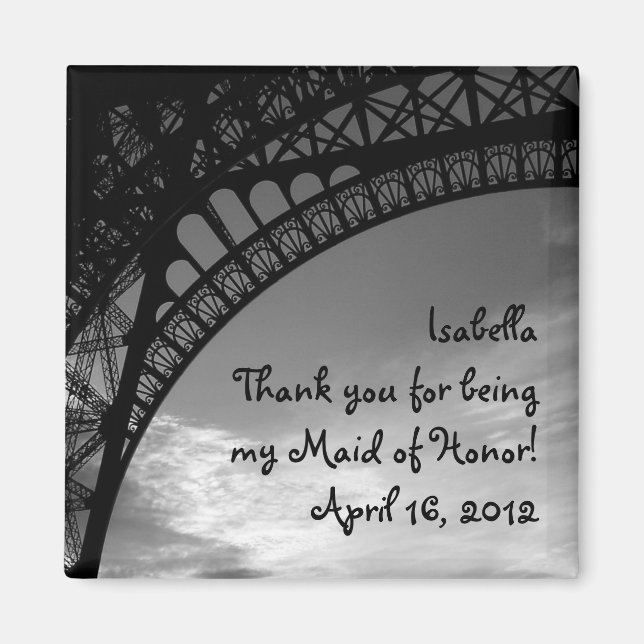 Eiffel Tower Personalised Maid of Honour Magnet (Front)