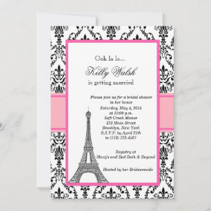 Eiffel Tower Pink Paris Bridal Shower Invitation