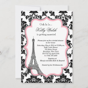 Eiffel Tower Pink Paris Bridal Shower Invitation