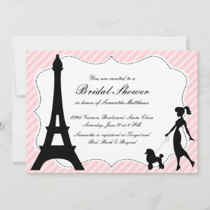 Eiffel Tower & Pink Poodle Bridal Shower Invitatio Invitation