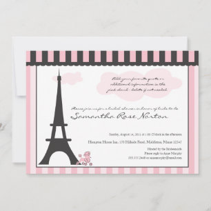 Eiffel Tower & Pink Poodle  Bridal Shower Invitation
