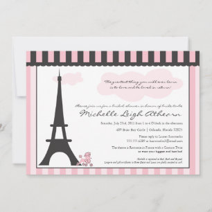 Eiffel Tower & Pink Poodle  Bridal Shower Invitation