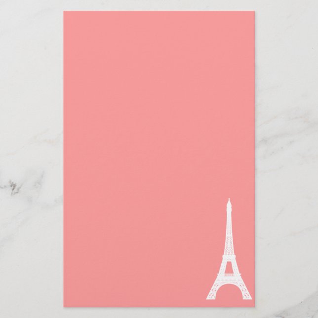 Eiffel Tower Pink Stationery (Front)