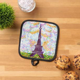 Eiffel Tower Pointillism Landscape Pot Holder