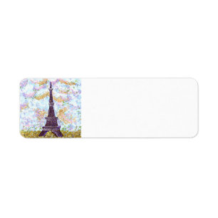 Eiffel Tower Pointillism sky grass address labels