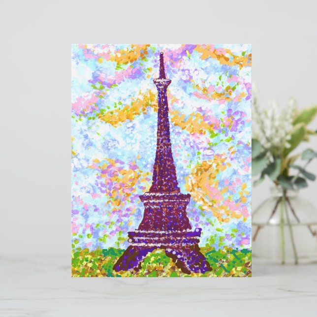 Eiffel Tower Pointillism Spring Landscape (Standing Front)