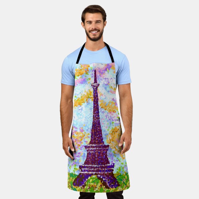 Eiffel Tower Pointillism Spring Landscape Apron (Worn)