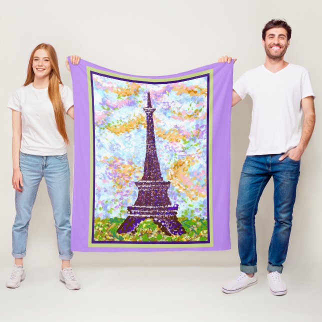 Eiffel Tower Pointillism Spring Landscape Fleece Blanket (In Situ)