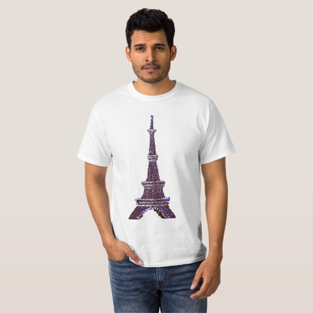 Eiffel Tower Pointillism white shirt (Front Full)