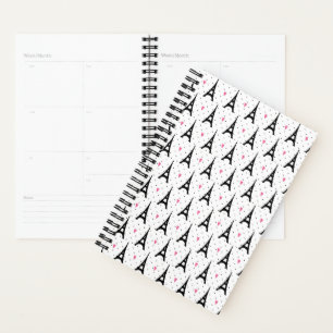 Eiffel Tower Polka Dots & Hearts Pattern Planner
