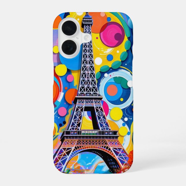 Eiffel Tower Pop Art iPhone 16 Case (Back)