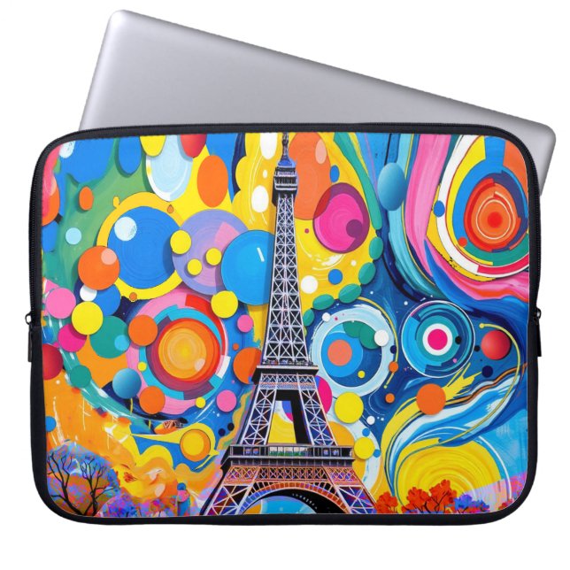 Eiffel Tower Pop Art Laptop Sleeves (Front)