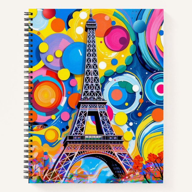 Eiffel Tower Pop Art Notebook (Front)
