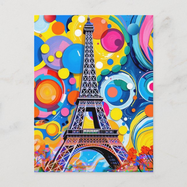 Eiffel Tower Pop Art Post Card (Front)