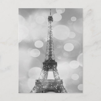 Eiffel Tower Post Card, Black & White, Vertical Postcard