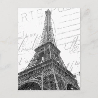 Eiffel Tower Post Card, Black & White, Vertical Postcard