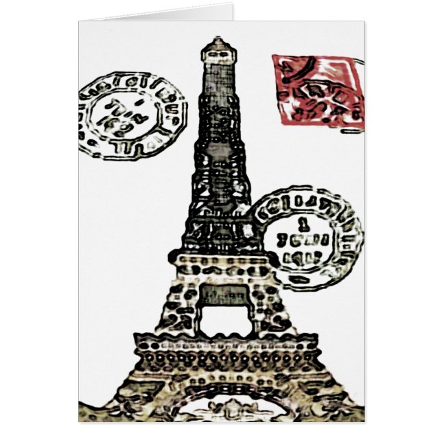 Eiffel Tower Postage - Card (Front)