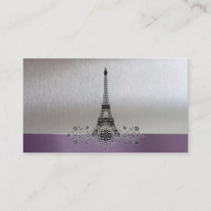 Eiffel Tower Purple Silver Gift Registry Cards
