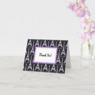 Eiffel Tower Purple Thank You Cards