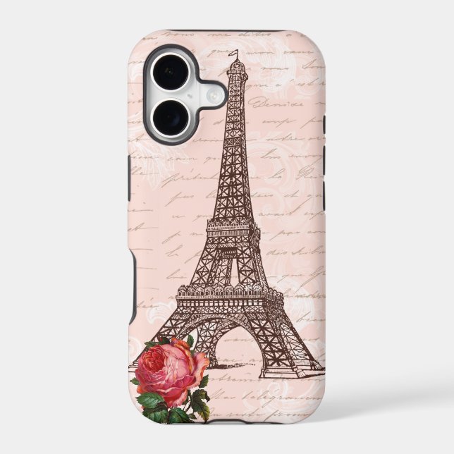 Eiffel Tower Red Rose and Script Writing (Back)