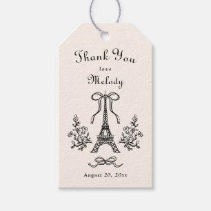 Eiffel Tower Ribbons Bow Parisian Thank You Gift Tags