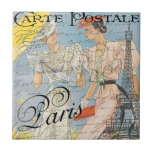 Eiffel Tower Romance,Vintage Parisian Dreams Tile