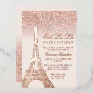 Eiffel tower rose gold glitter pink Sweet 16