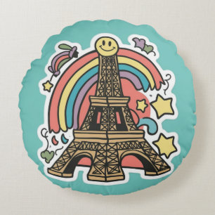 Eiffel Tower Round Cushion