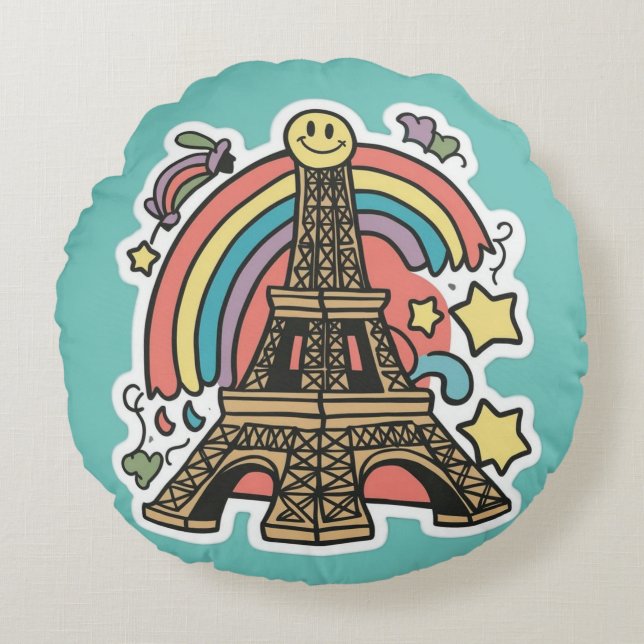 Eiffel Tower Round Cushion (Front)