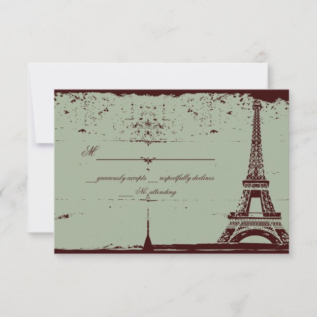 Eiffel Tower RSVP Wedding Cards (Front)