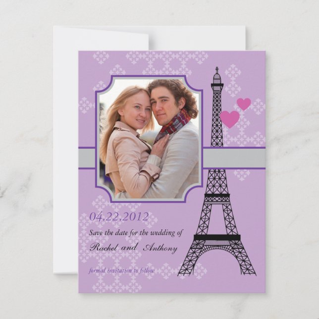 Eiffel Tower Save The Date Photo Card Invitation (Front)