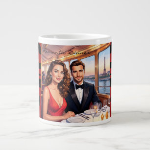 Eiffel Tower, Seine River, Where Love Begins Large Coffee Mug