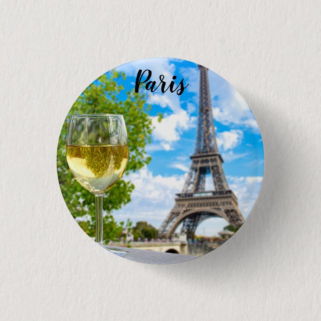 Eiffel tower shot glass 3 cm round badge (Front)