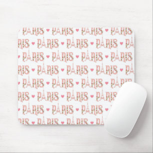 Eiffel Tower Silhouette Paris Flowers French Heart Mouse Mat