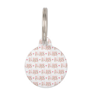 Eiffel Tower Silhouette Paris Flowers French Heart Pet Tag