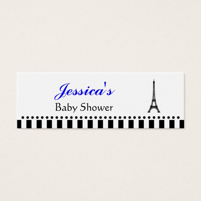 Eiffel Tower Silhouette Small Tag - Bright Blue (Front)