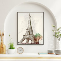Eiffel Tower Sketch Next To A Tree