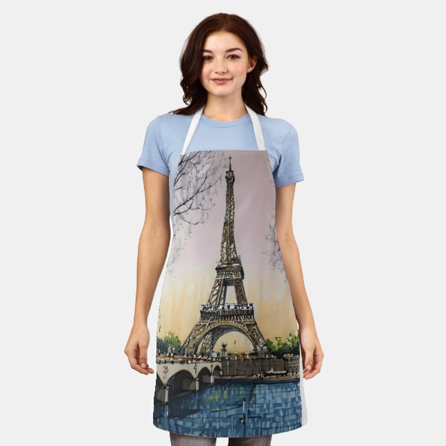 Eiffel Tower Sketch – Paris Landmark  Apron (Worn)