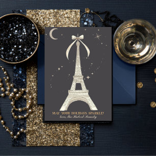 Eiffel Tower Sparkling Holiday Postcard