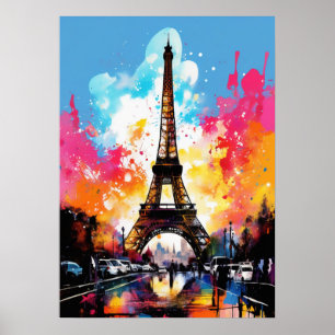 Eiffel Tower: Splash of Colour Poster Print
