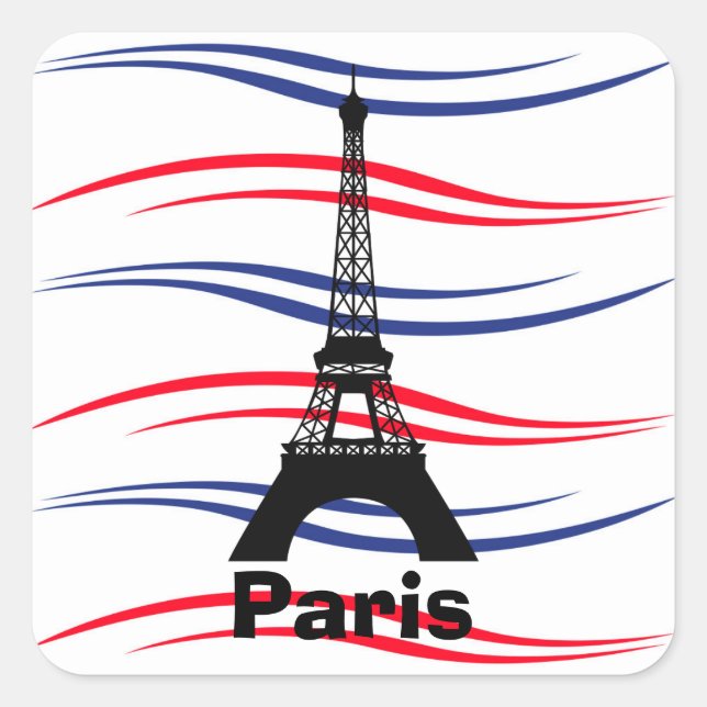 Eiffel Tower Square Sticker (Front)